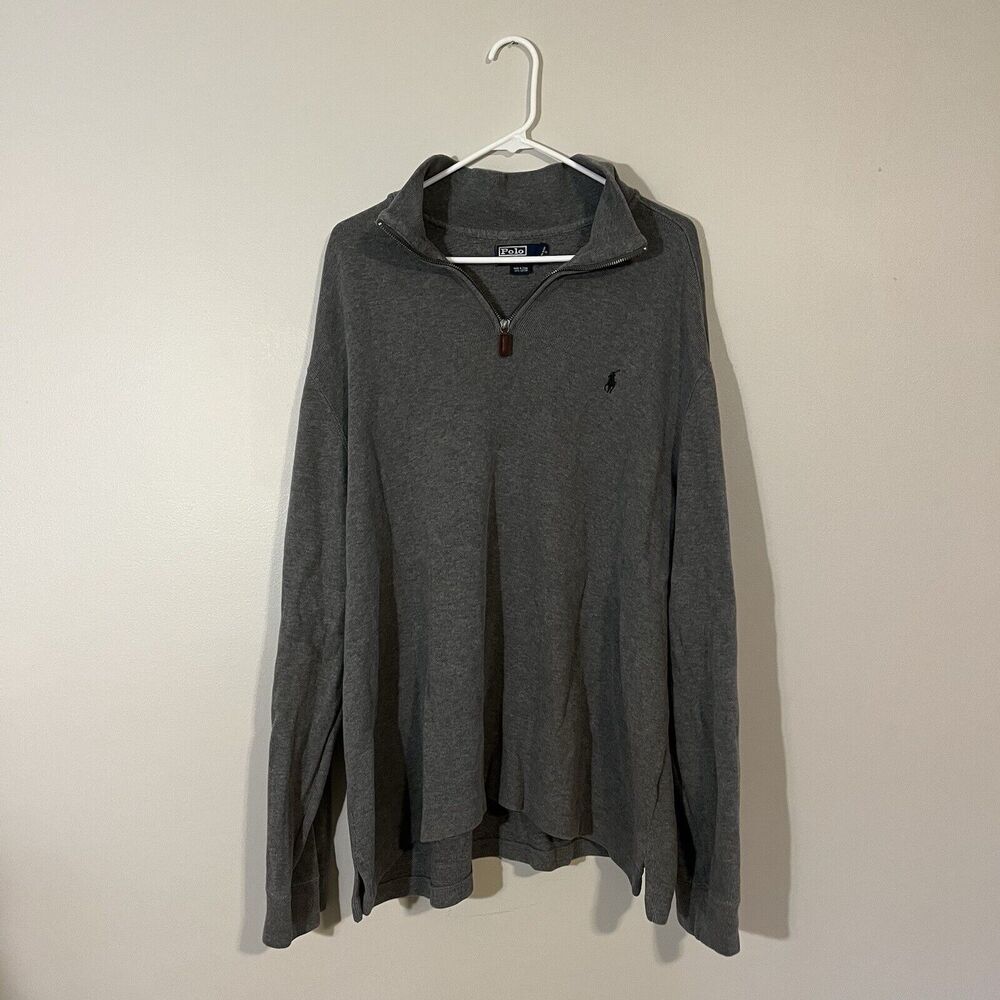 Polo Ralph Lauren Men's Size XXL Gray Quarter-Zip Pullover Sweater